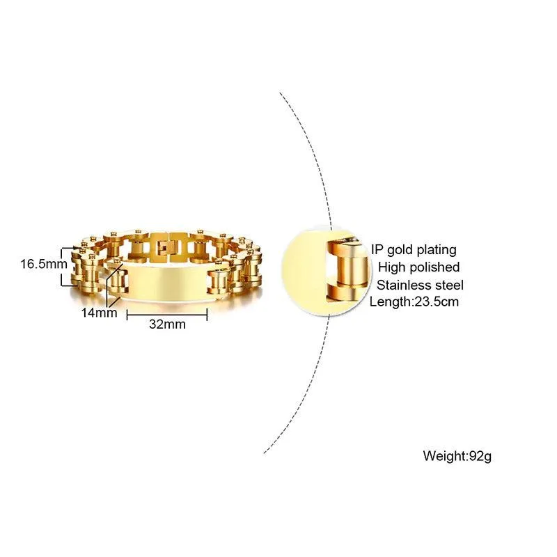 Cycolinks Personalised Gold Men's Bike Chain Bracelet
