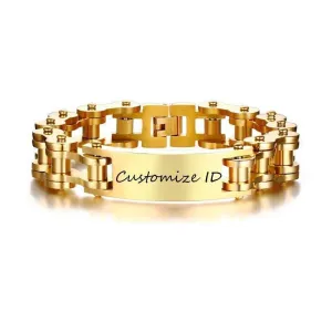 Cycolinks Personalised Gold Men's Bike Chain Bracelet