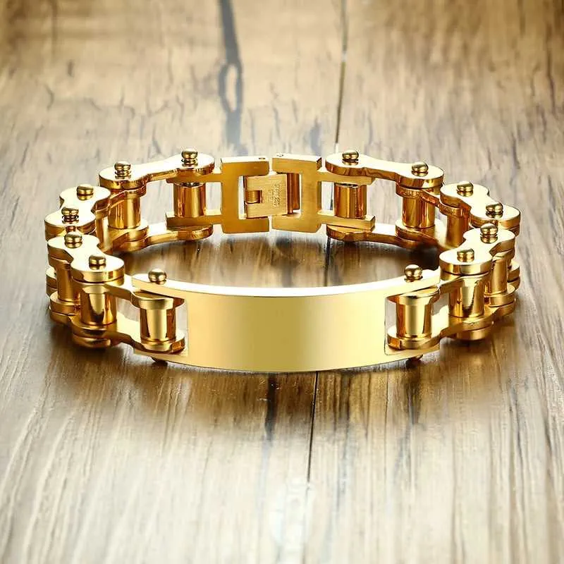 Cycolinks Personalised Gold Men's Bike Chain Bracelet