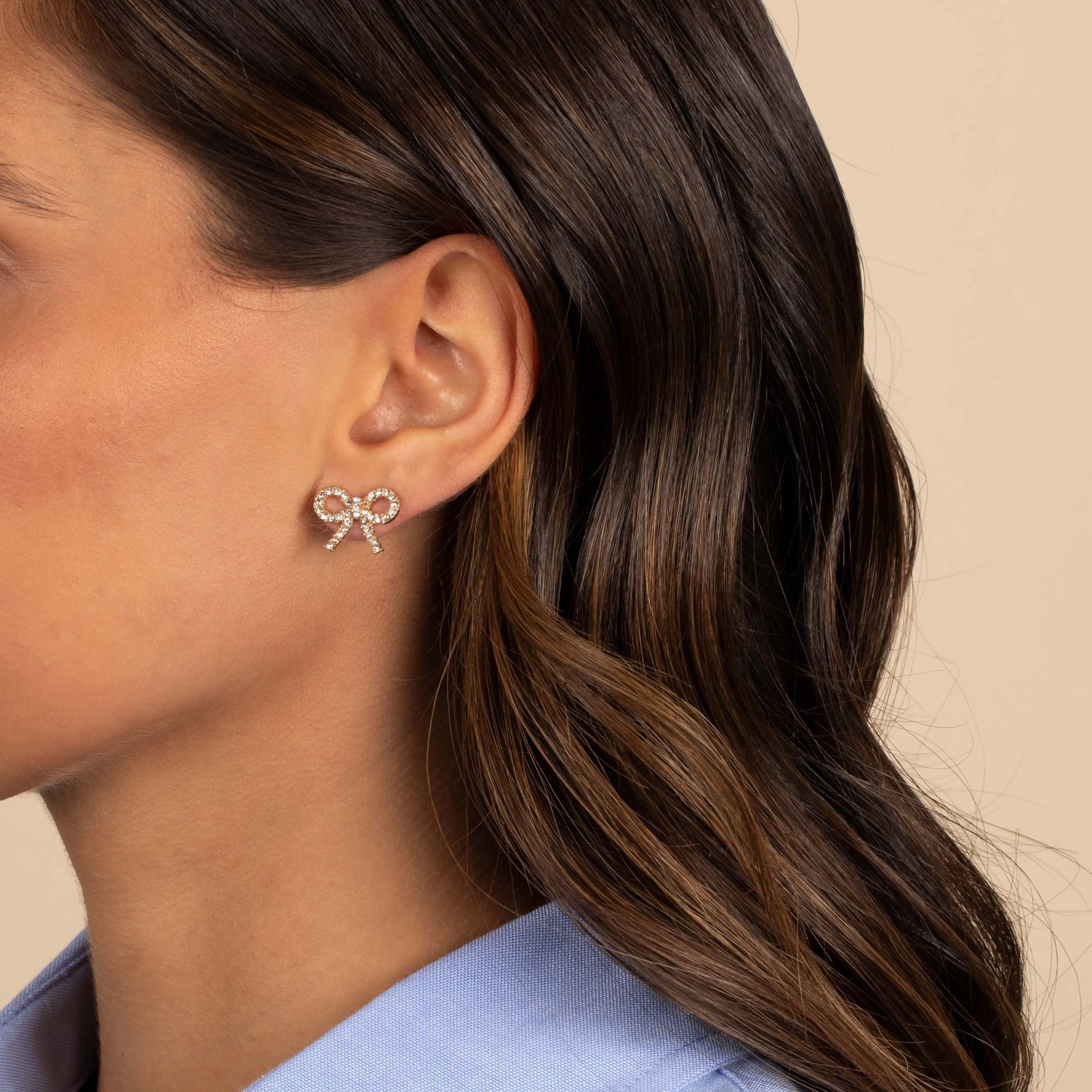CZ Bow Tie Stud Earring