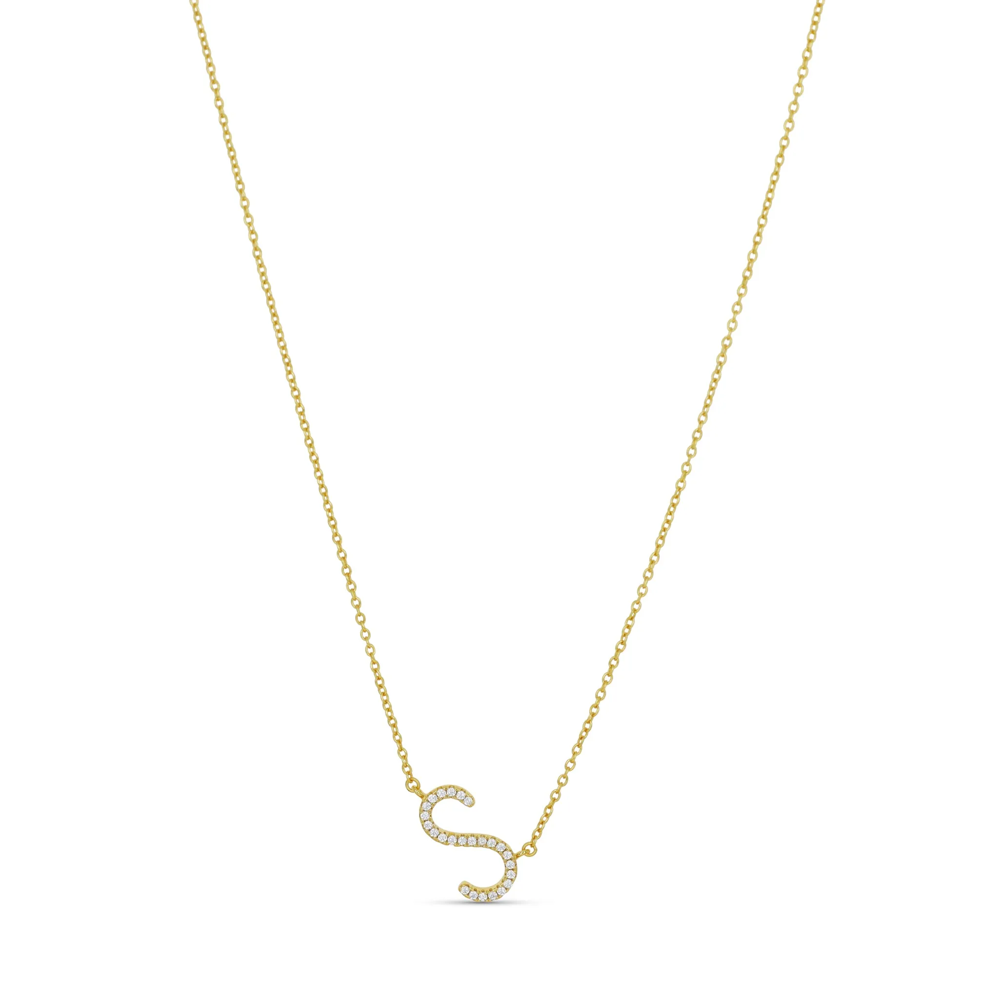 Cz Letter S Necklace