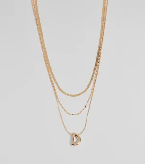 D Initial Layered Bubble Necklace