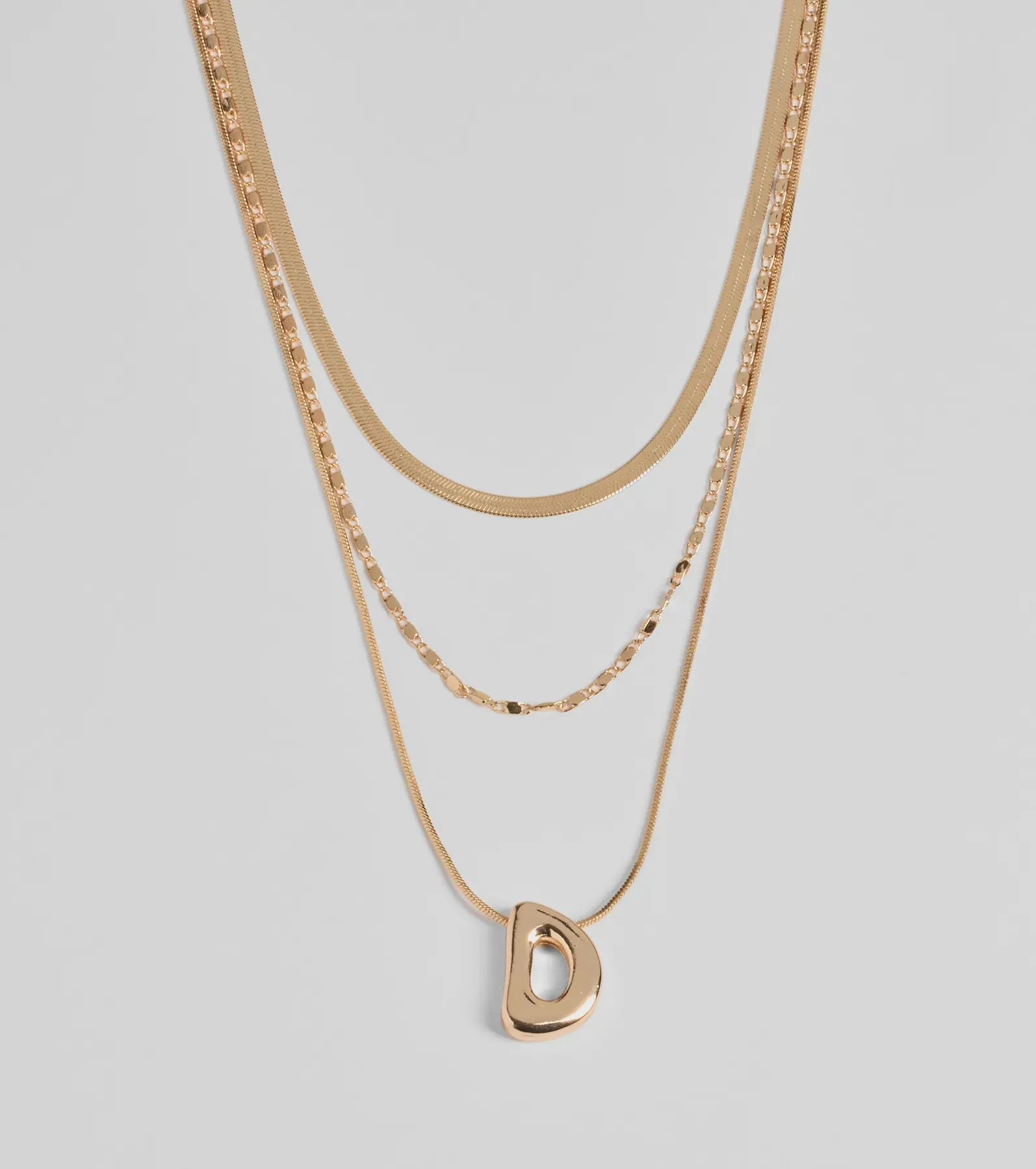 D Initial Layered Bubble Necklace