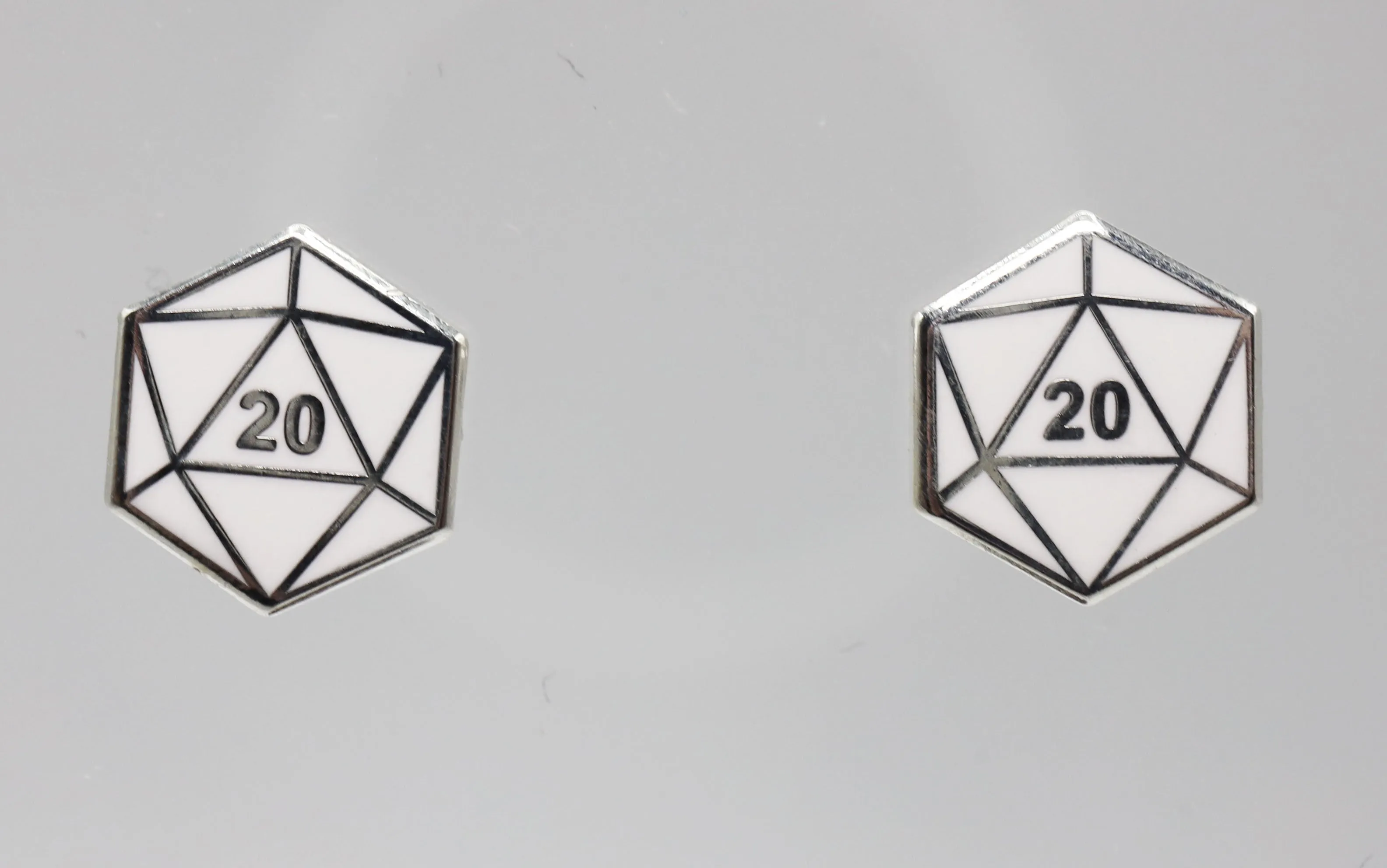 D20 Stud Earrings: White
