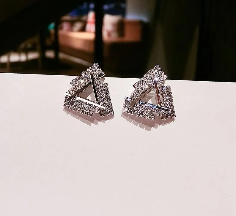 Dazzling Triangle Cutout Stud Earrings