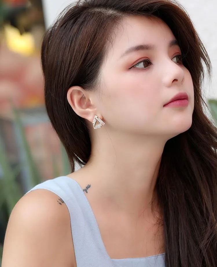 Dazzling Triangle Cutout Stud Earrings