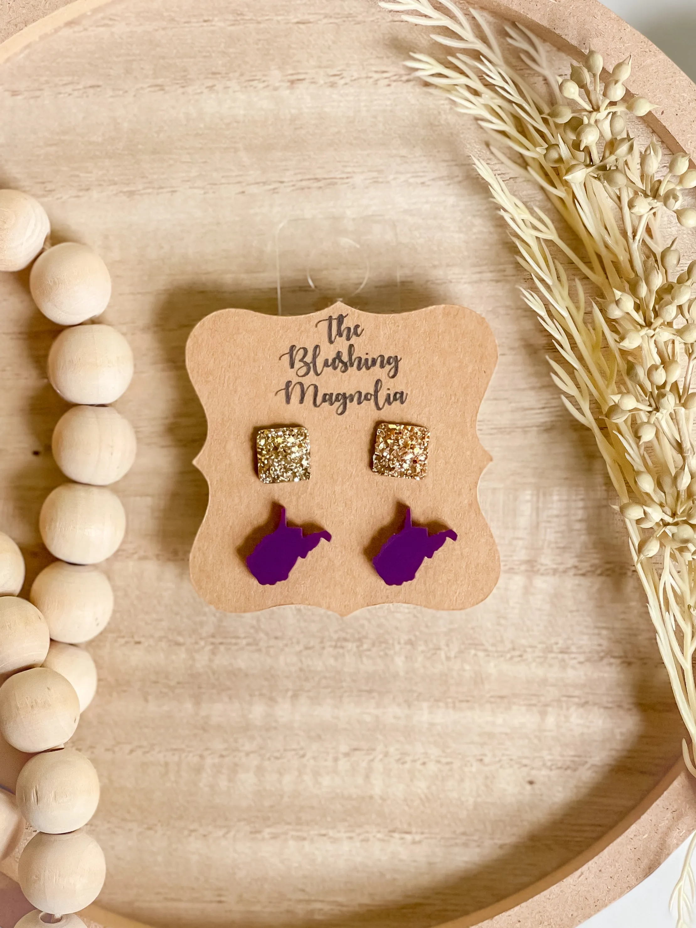 Deep Purple WV   Gold Druzy Studs
