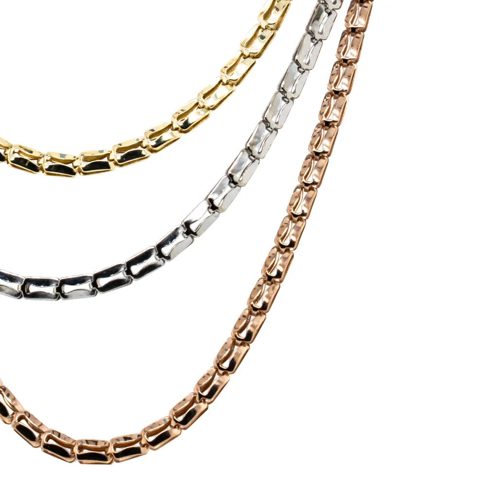 Deja Vu 14ct Tri-Tone Gold Fancy Link Necklace