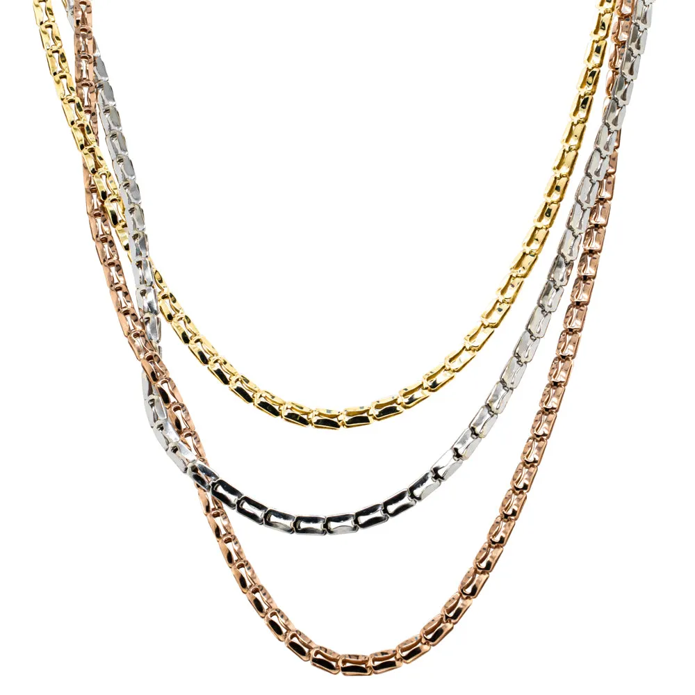 Deja Vu 14ct Tri-Tone Gold Fancy Link Necklace