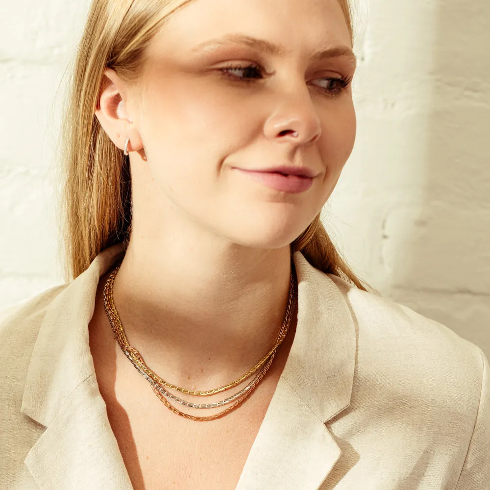 Deja Vu 14ct Tri-Tone Gold Fancy Link Necklace