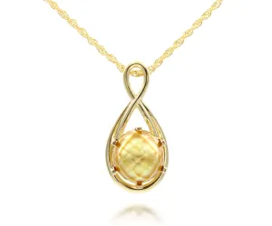 Diamond Cut Golden Pearl Teardrop Necklace