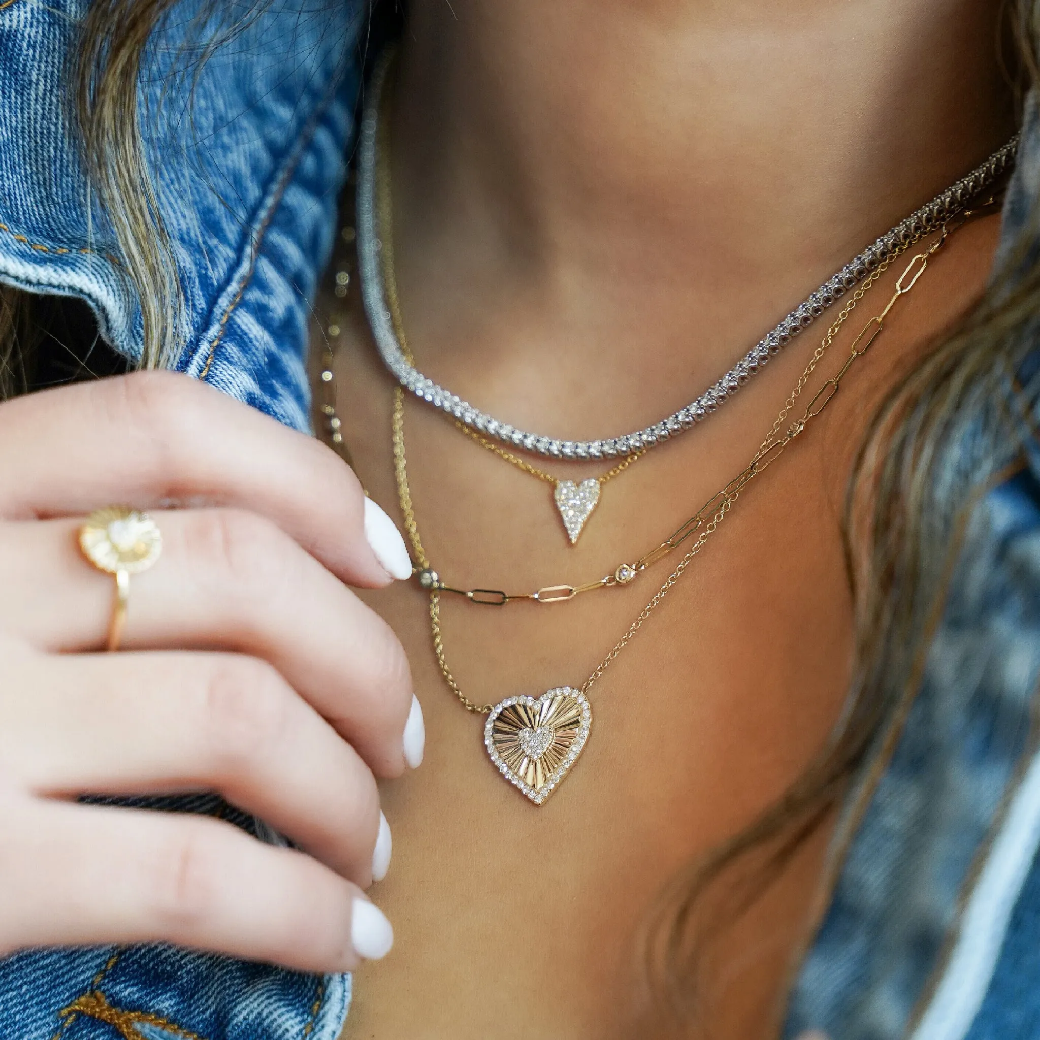 Diamond Starburst Heart Necklace