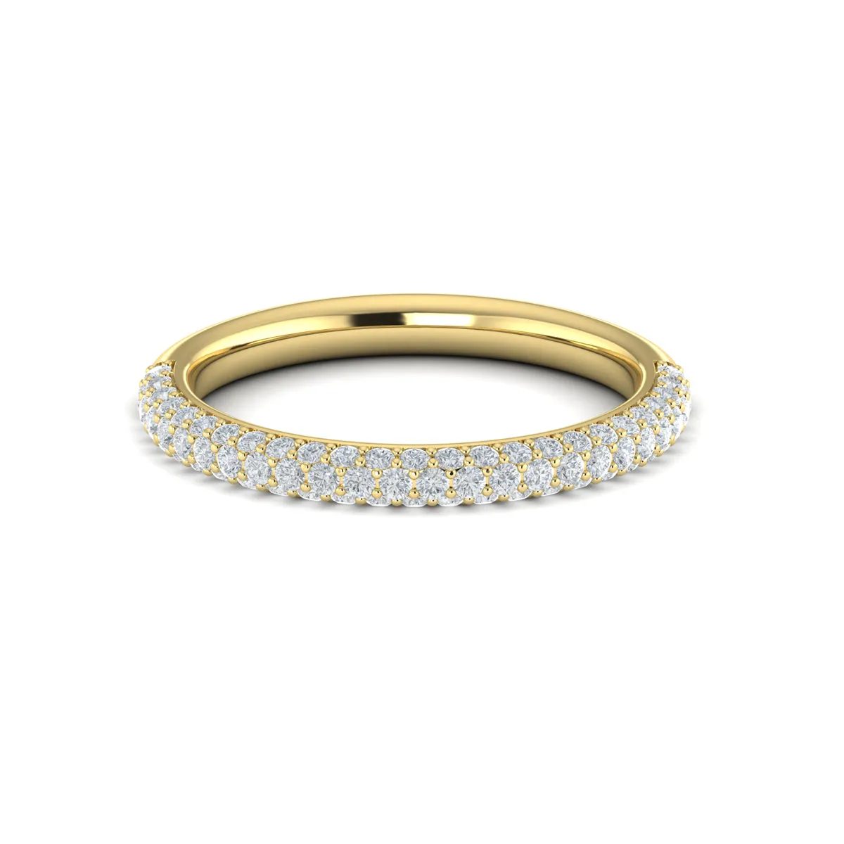 Diamond Three-Sided Pave Band in 14K Yellow Gold
