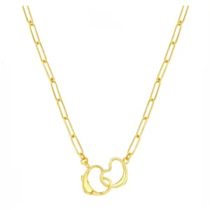 Double Heart Clasp Paperclip Necklace