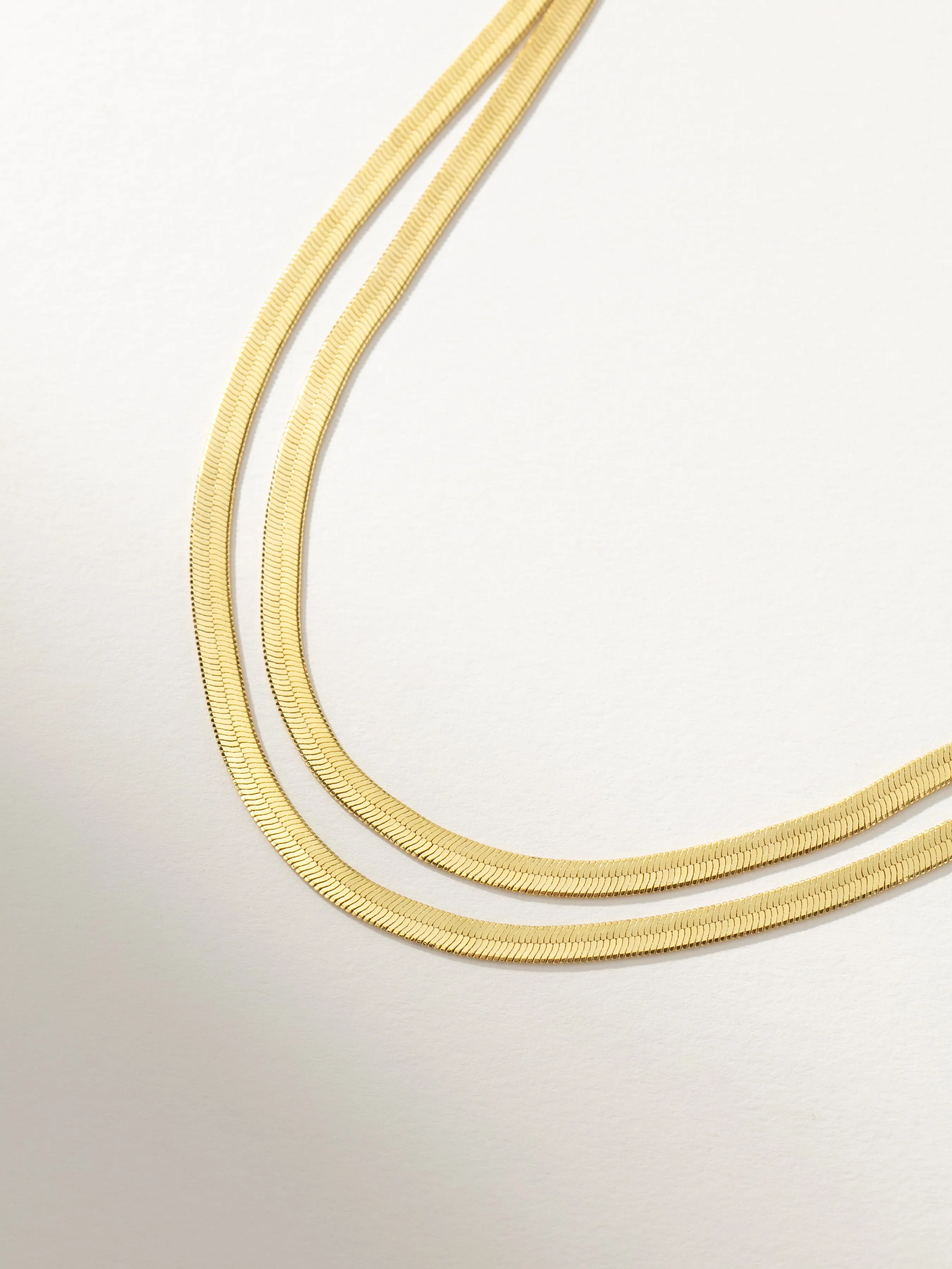 Double Layer Herringbone Chain Necklace