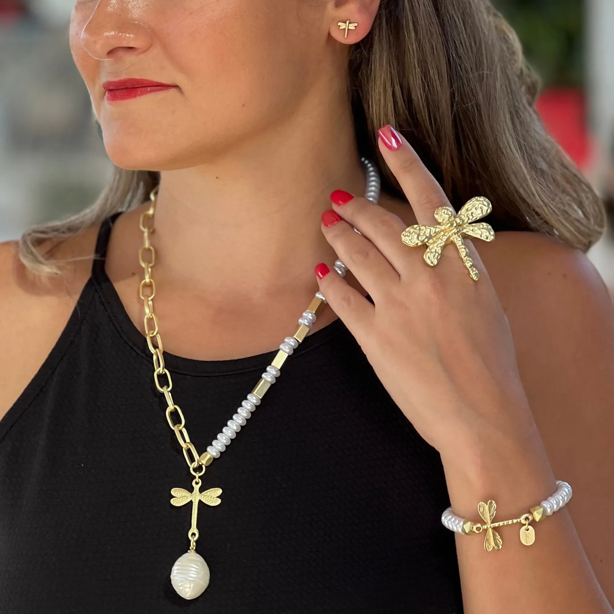 Dragonfly gold small Earrings