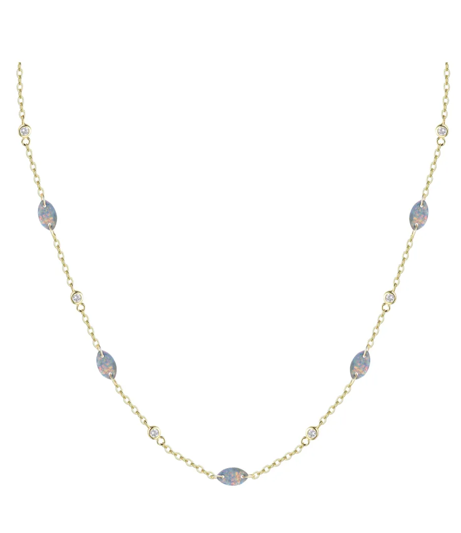 Drilled Opal Chain Necklace (Available in 5 Colors)