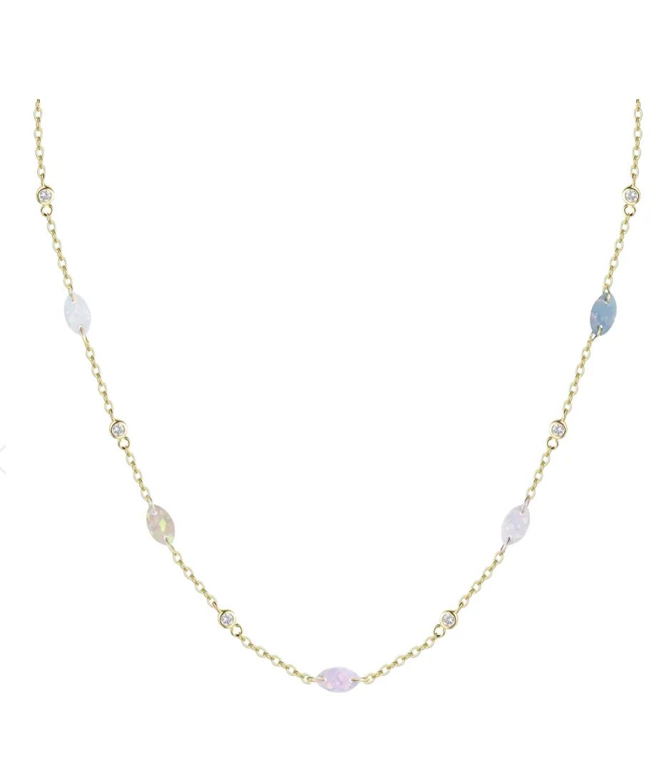 Drilled Opal Chain Necklace (Available in 5 Colors)