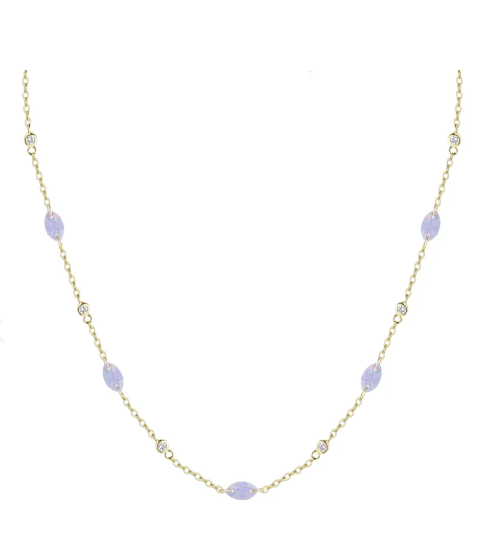 Drilled Opal Chain Necklace (Available in 5 Colors)