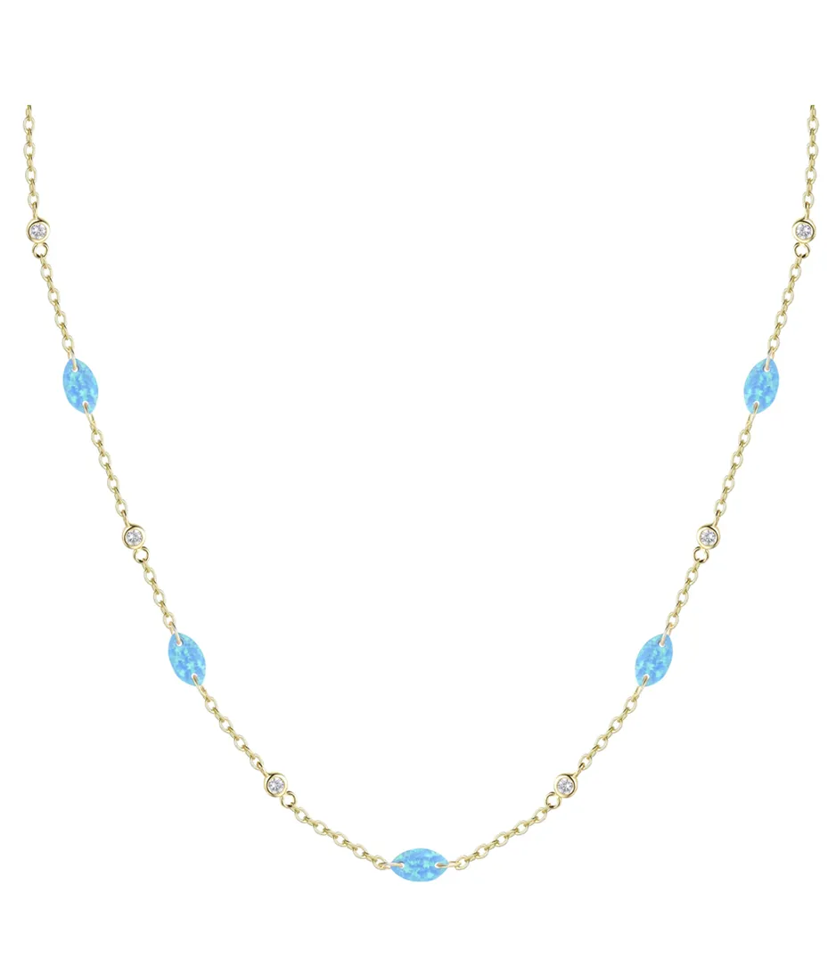 Drilled Opal Chain Necklace (Available in 5 Colors)