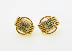 Earrings 14k Solid Gold Stud with Diamonds Small