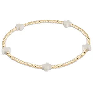 egirl Signature Cross Small Gold 2mm Bead Bracelet Off White