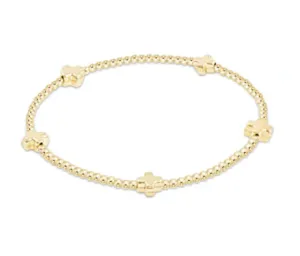 egirl Signature Cross Small Gold Pattern 2mm Bead Bracelet - Gold