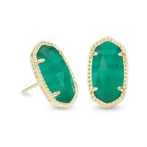 Ellie Earrings Gold Emerald Cats Eye