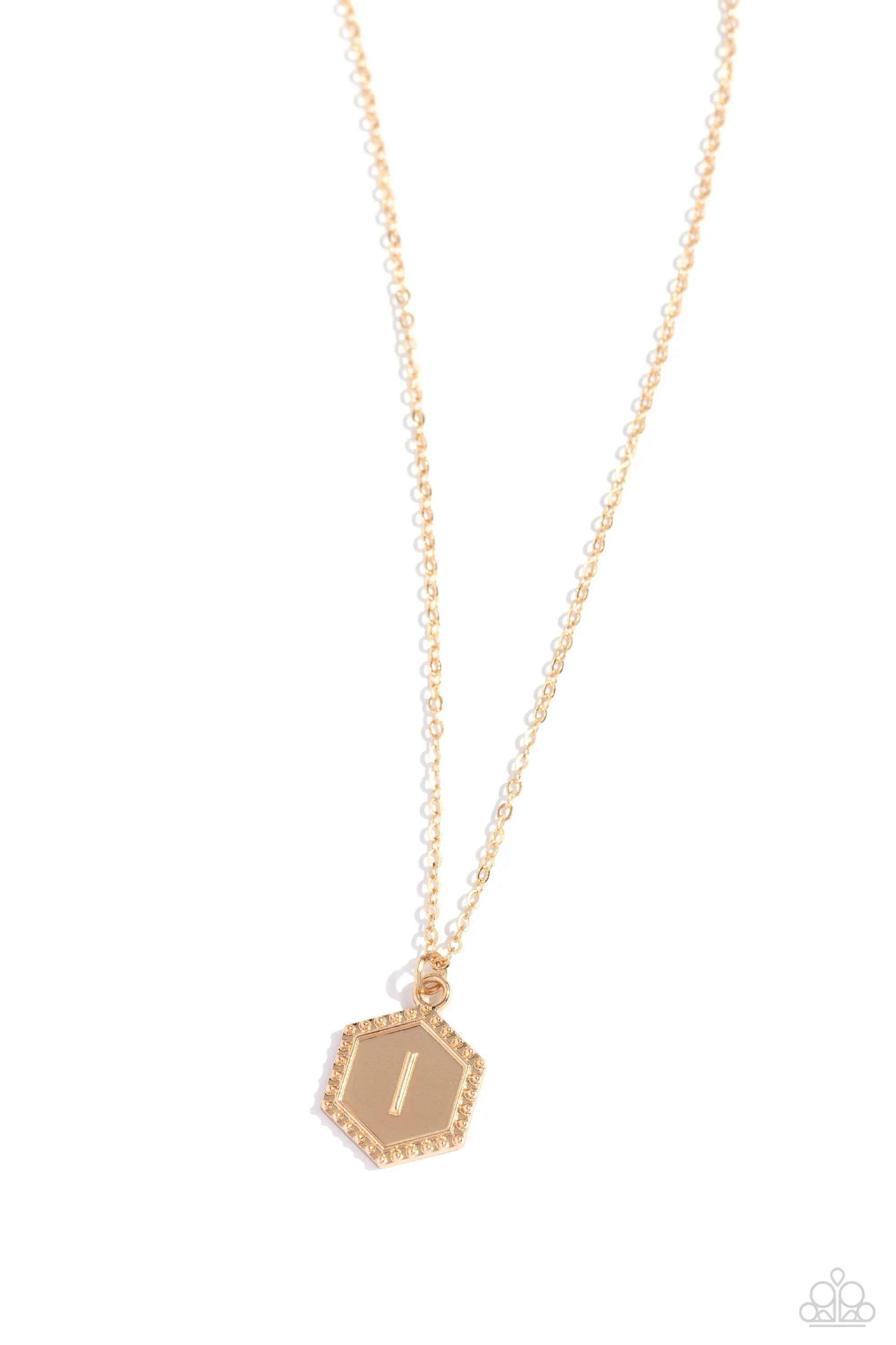 Emblematic Elegance - Gold - I - Initial Pendant Paparazzi Short Necklace