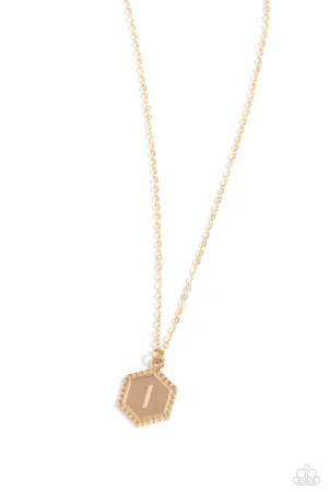 Emblematic Elegance - Gold - I - Initial Pendant Paparazzi Short Necklace