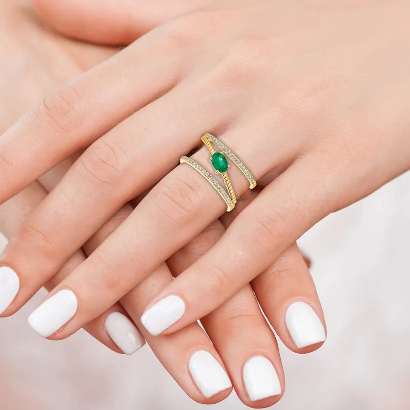 EMERALD & DIAMOND RING 14K GOLD (0.7 CTW)