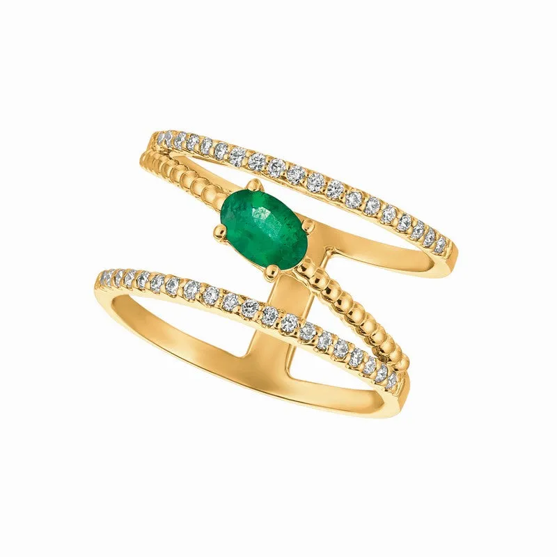 EMERALD & DIAMOND RING 14K GOLD (0.7 CTW)