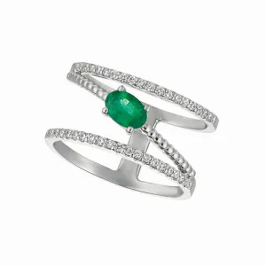 EMERALD & DIAMOND RING 14K GOLD (0.7 CTW)