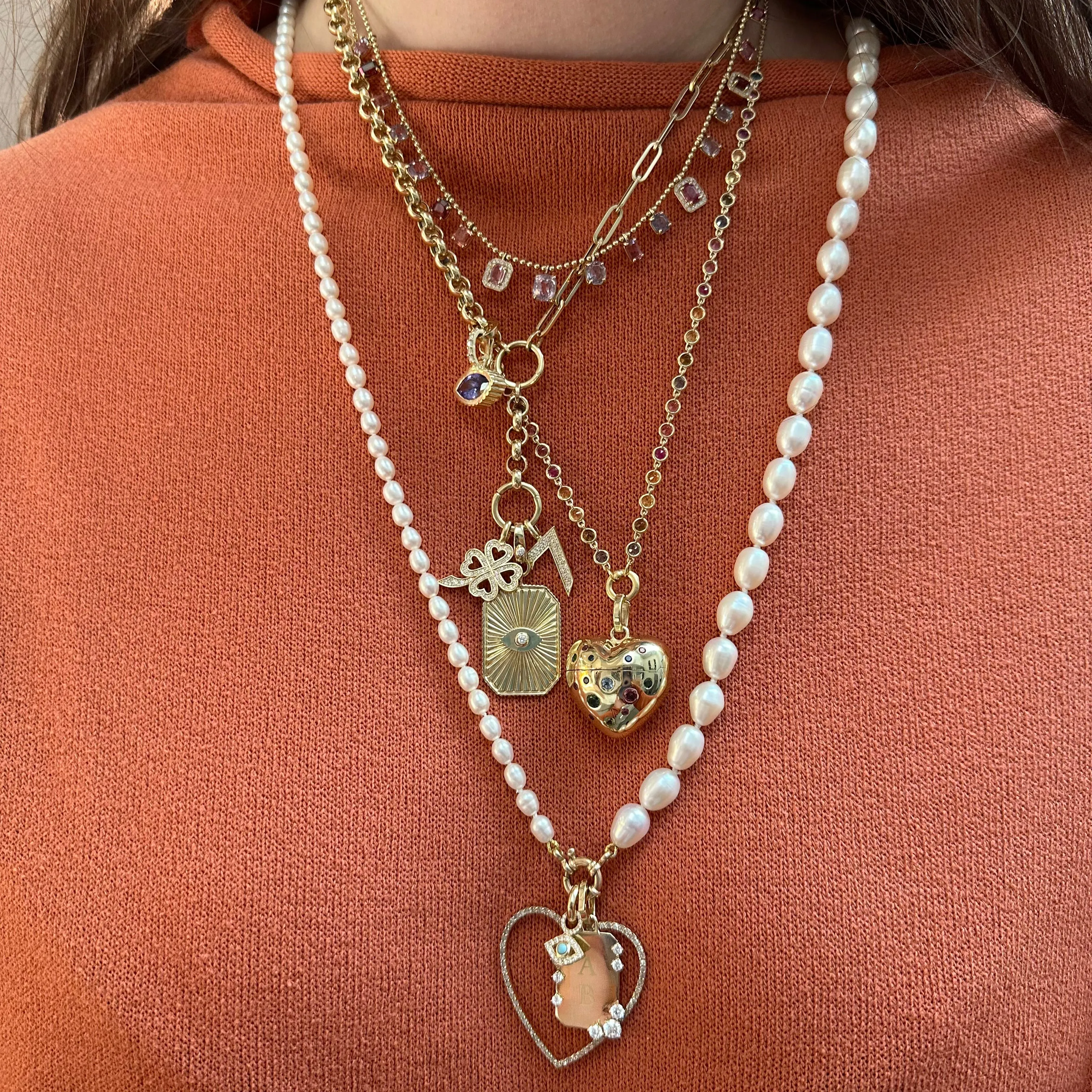 Extra Long Seed Pearl Trio Necklace
