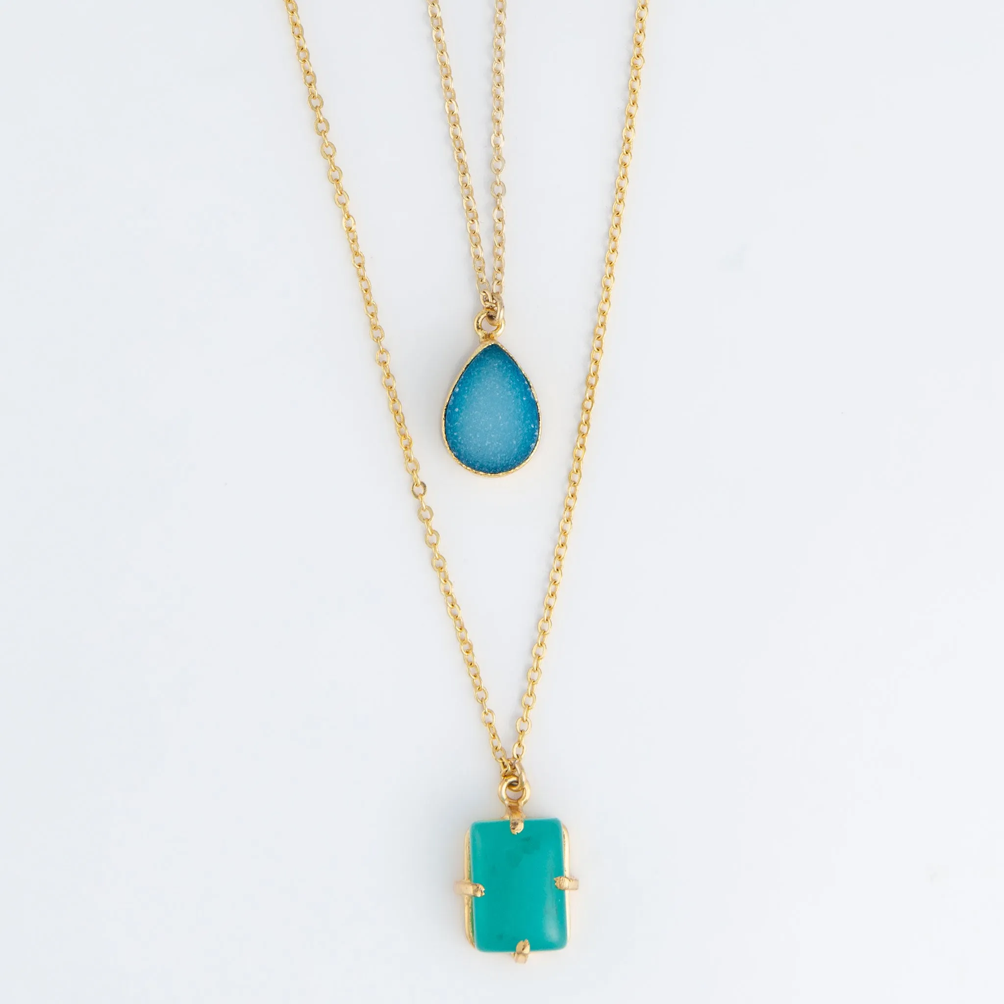Ezra 18k Gold layered Stone Pendant Necklace