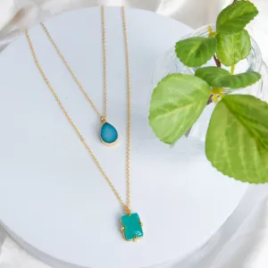 Ezra 18k Gold layered Stone Pendant Necklace