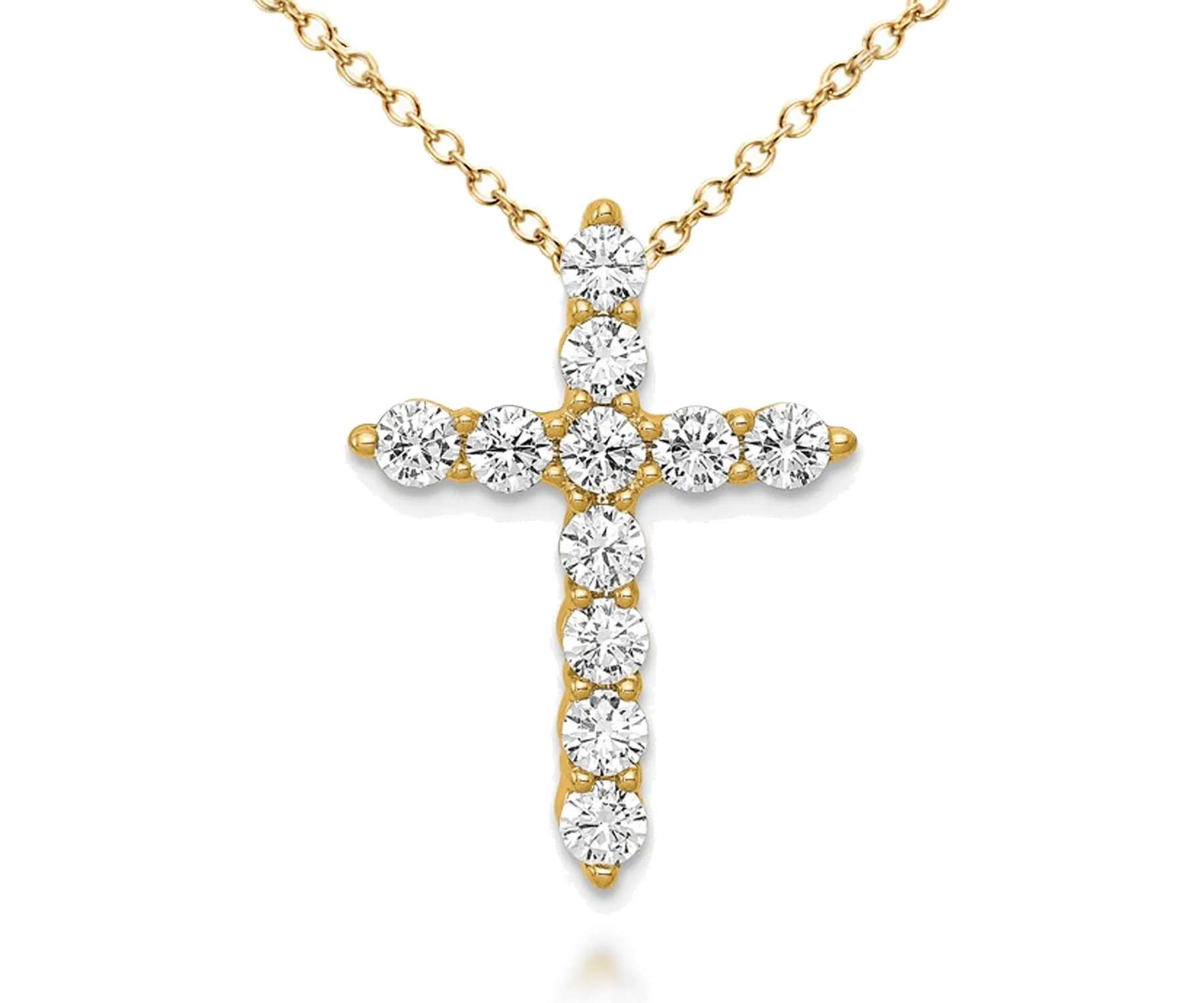 Fancy Cross Diamond Yellow Gold Pendant