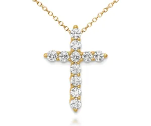 Fancy Cross Diamond Yellow Gold Pendant