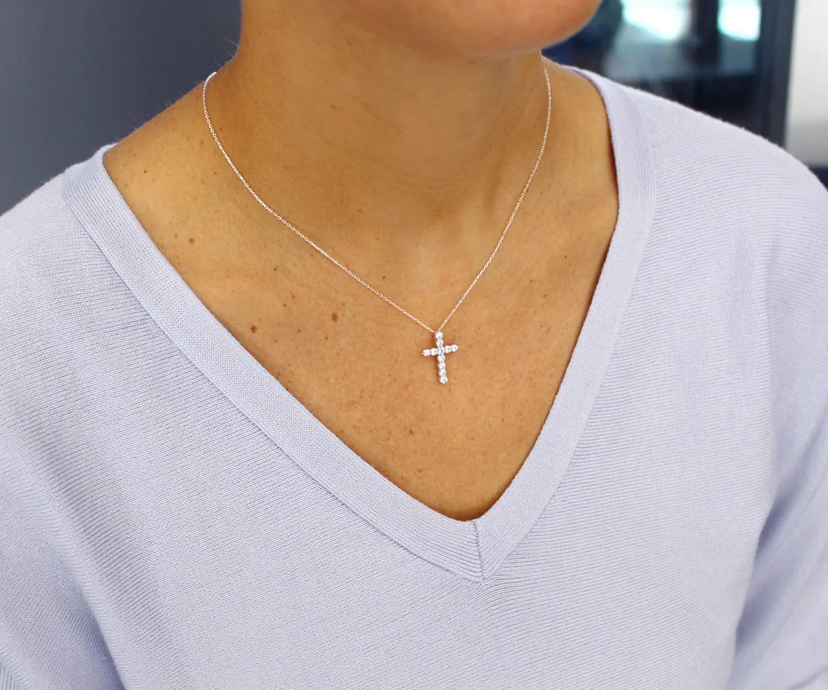 Fancy Cross Diamond Yellow Gold Pendant