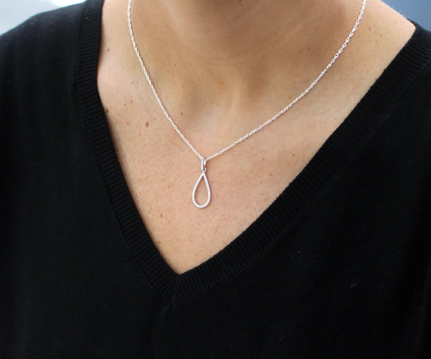 Fancy Open Teardrop Diamond Pendant