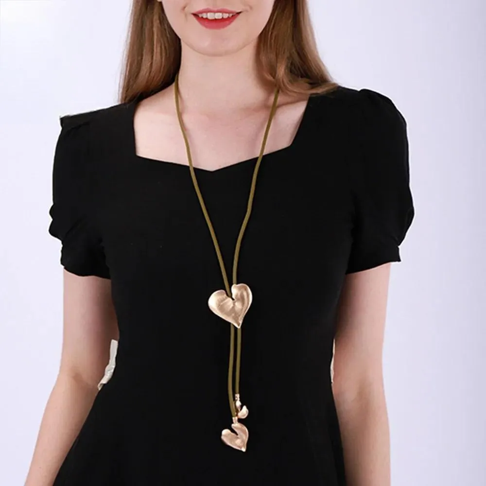 Fashion Necklace for Women Gothic Long Chains Heart Jewelry Suspension Pendants