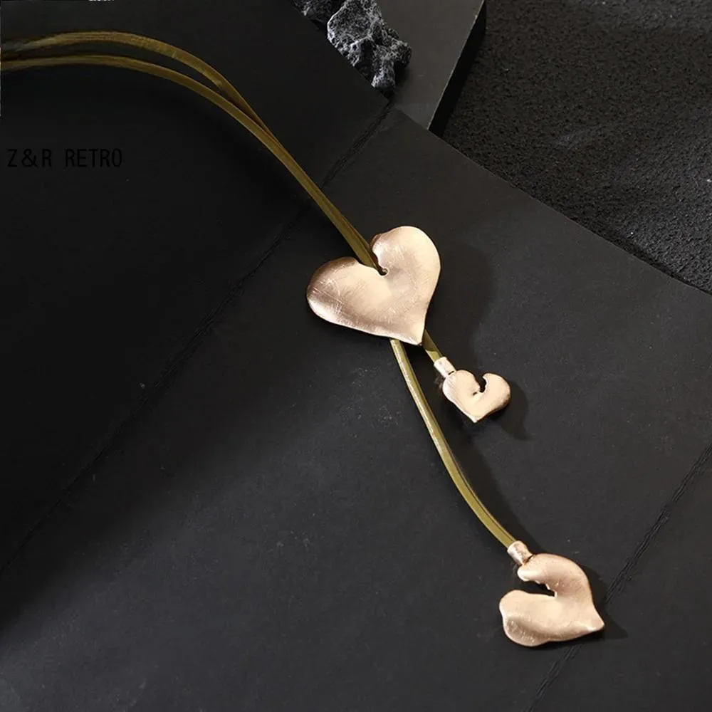 Fashion Necklace for Women Gothic Long Chains Heart Jewelry Suspension Pendants