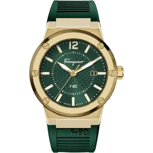 Ferragamo F-80 Green Silicone Strap Green Dial Quartz Watch for Gents - SFHY02022