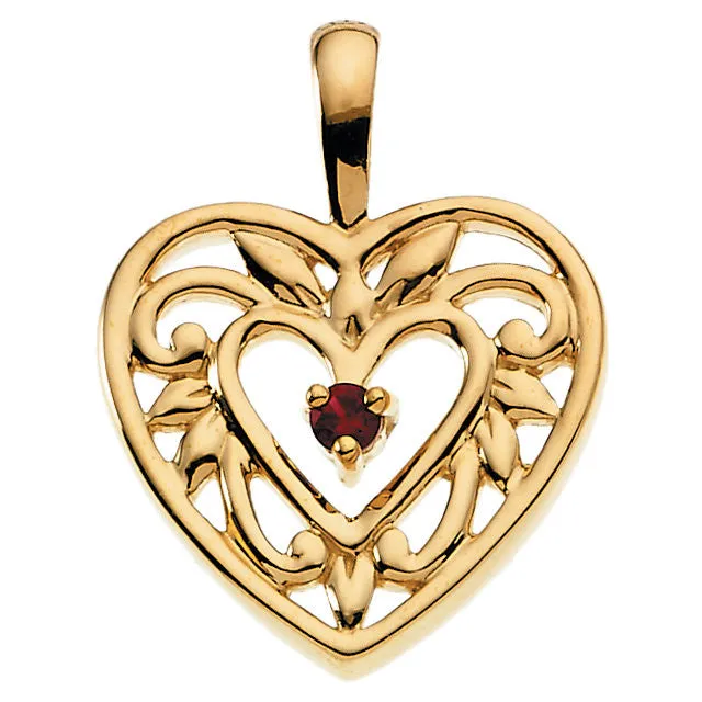 Filigree Heart Mother's Family Birthstone Pendant or Necklace