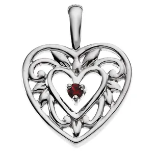 Filigree Heart Mother's Family Birthstone Pendant or Necklace