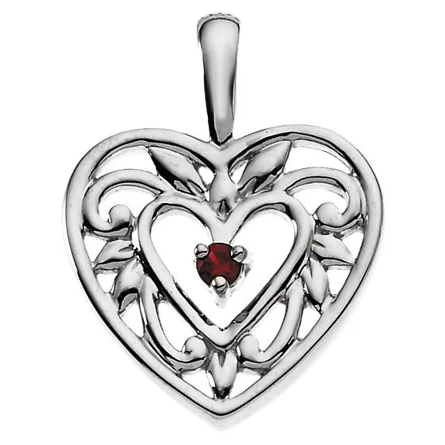 Filigree Heart Mother's Family Birthstone Pendant or Necklace