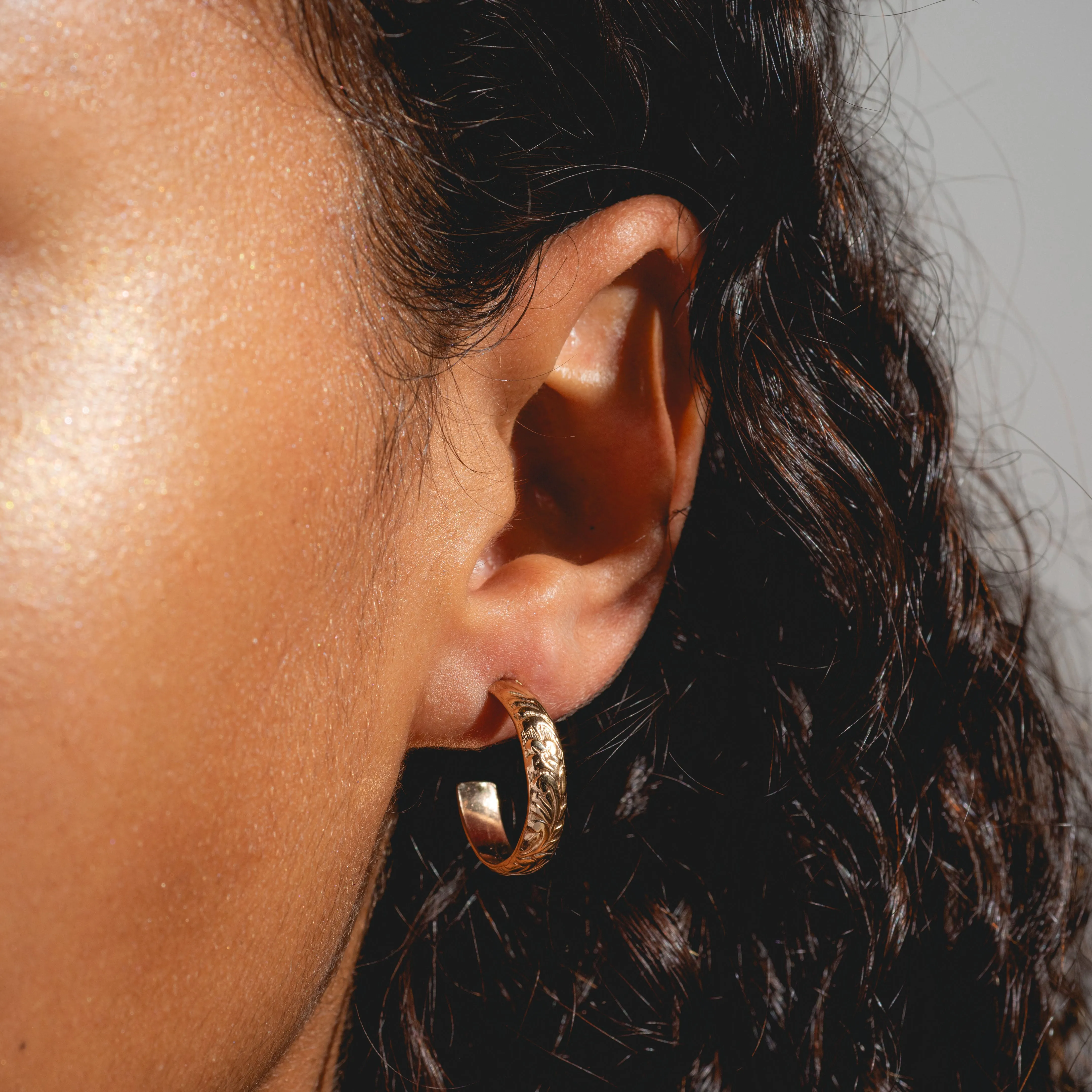 Floral Gold Small Hoops