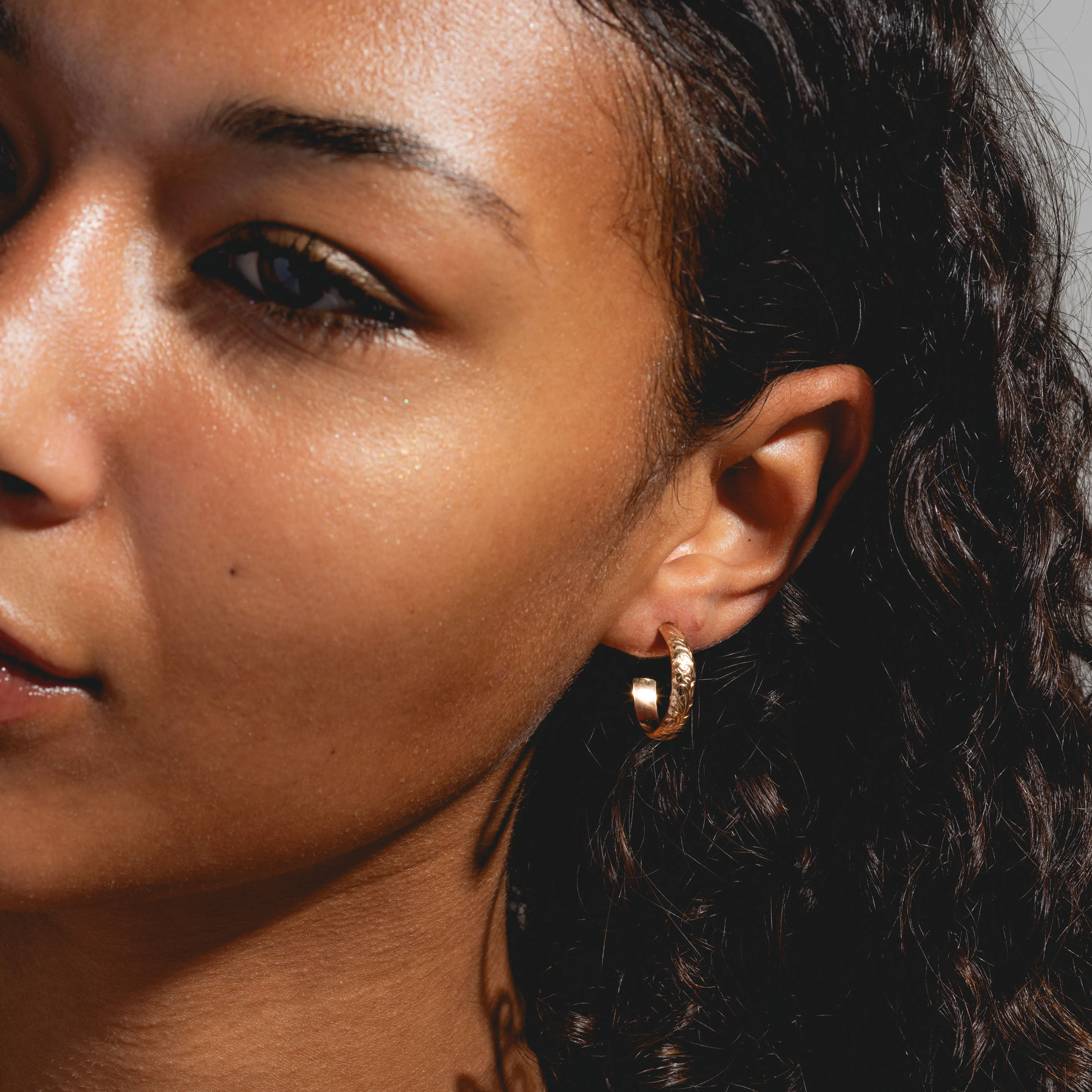 Floral Gold Small Hoops