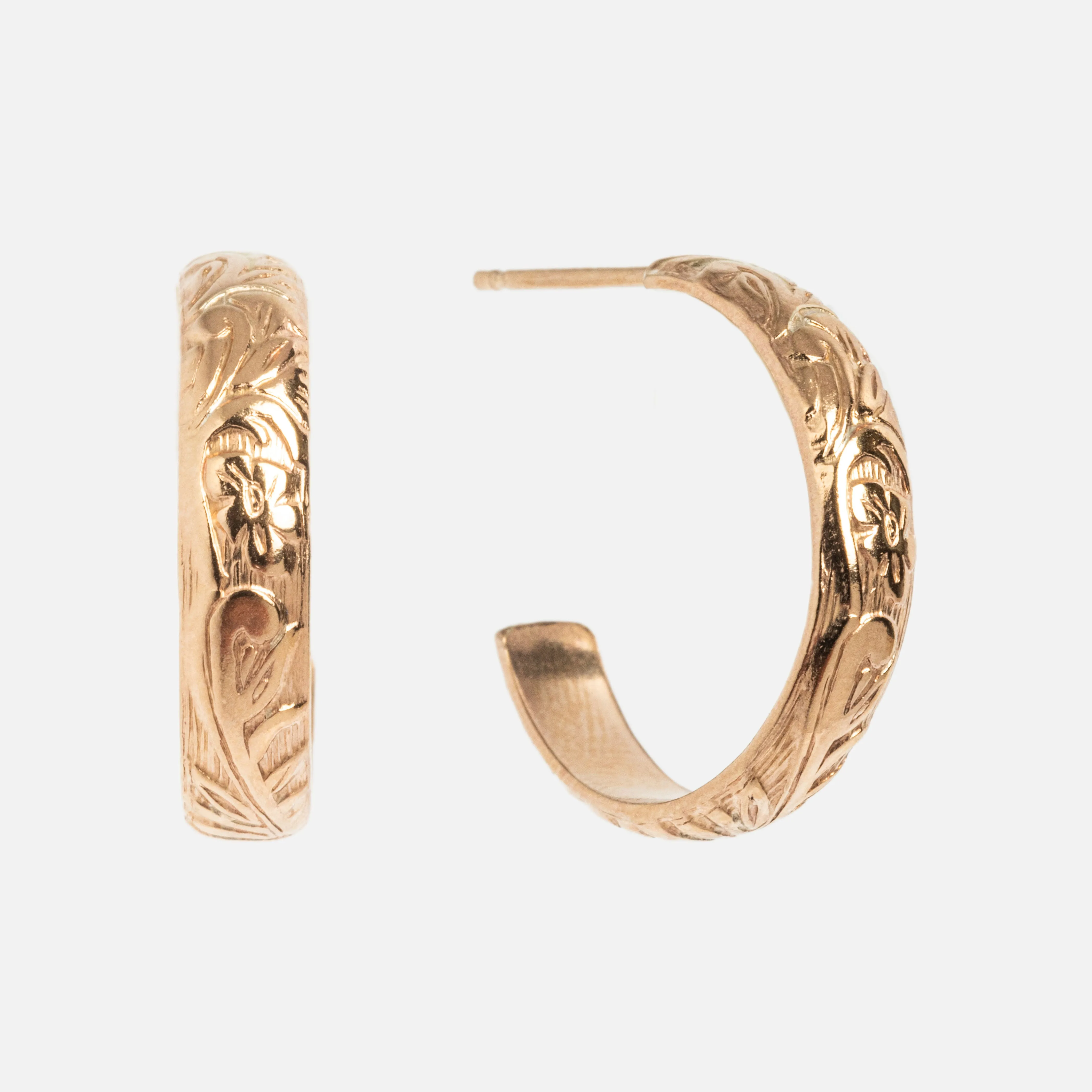 Floral Gold Small Hoops