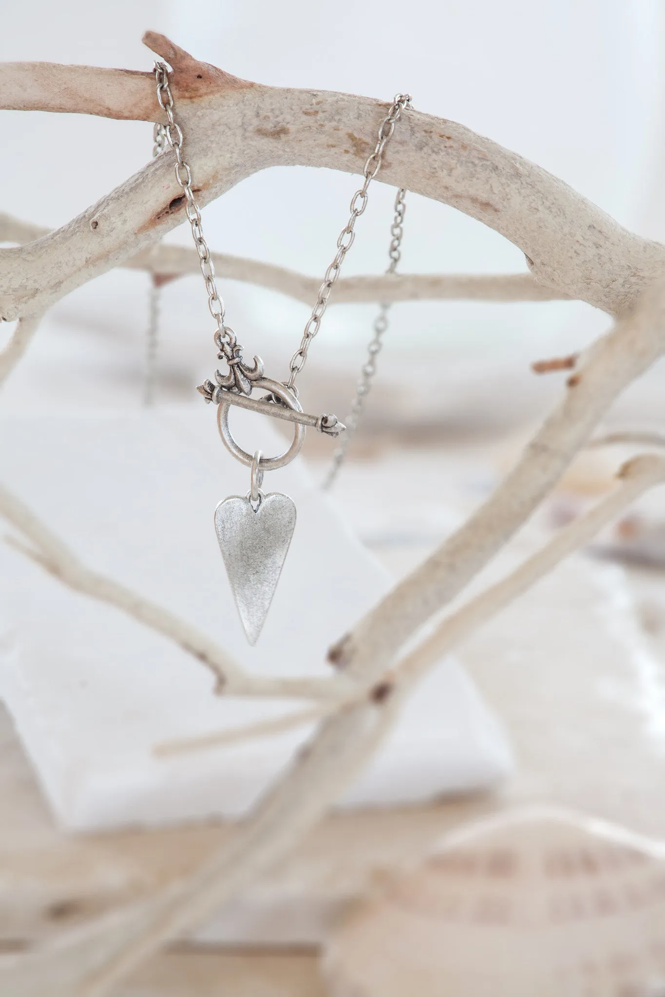 “Forever in My Heart” Toggle Heart Silver Plated Necklace